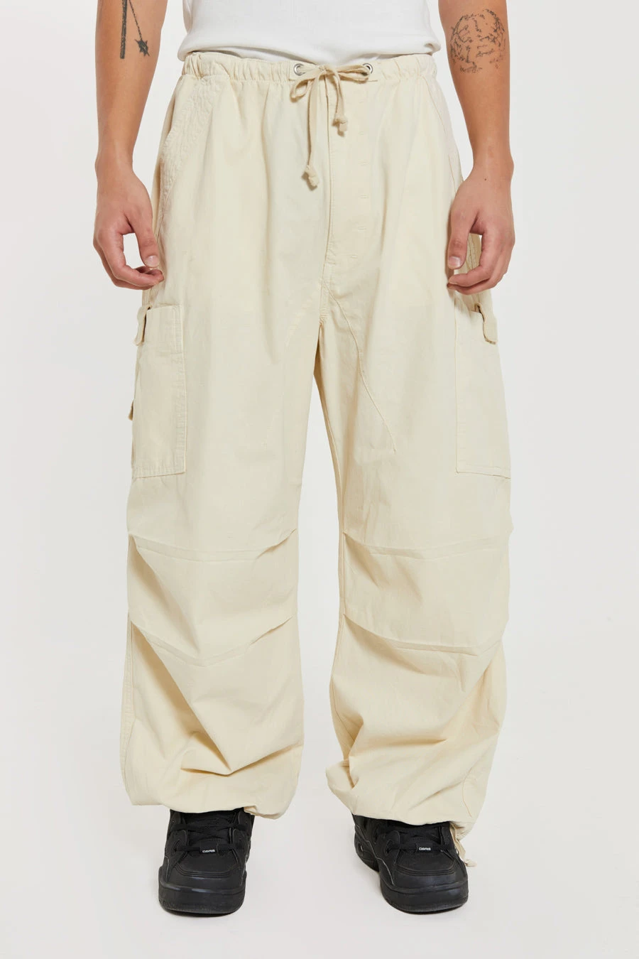 Ecru Parachute Cargo Pants 3 Ecru Parachute Cargo Pants