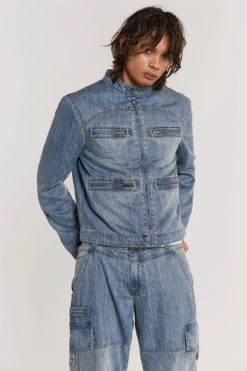 Chambray Denim Moto Jacket -JADEDLDN Sales 7