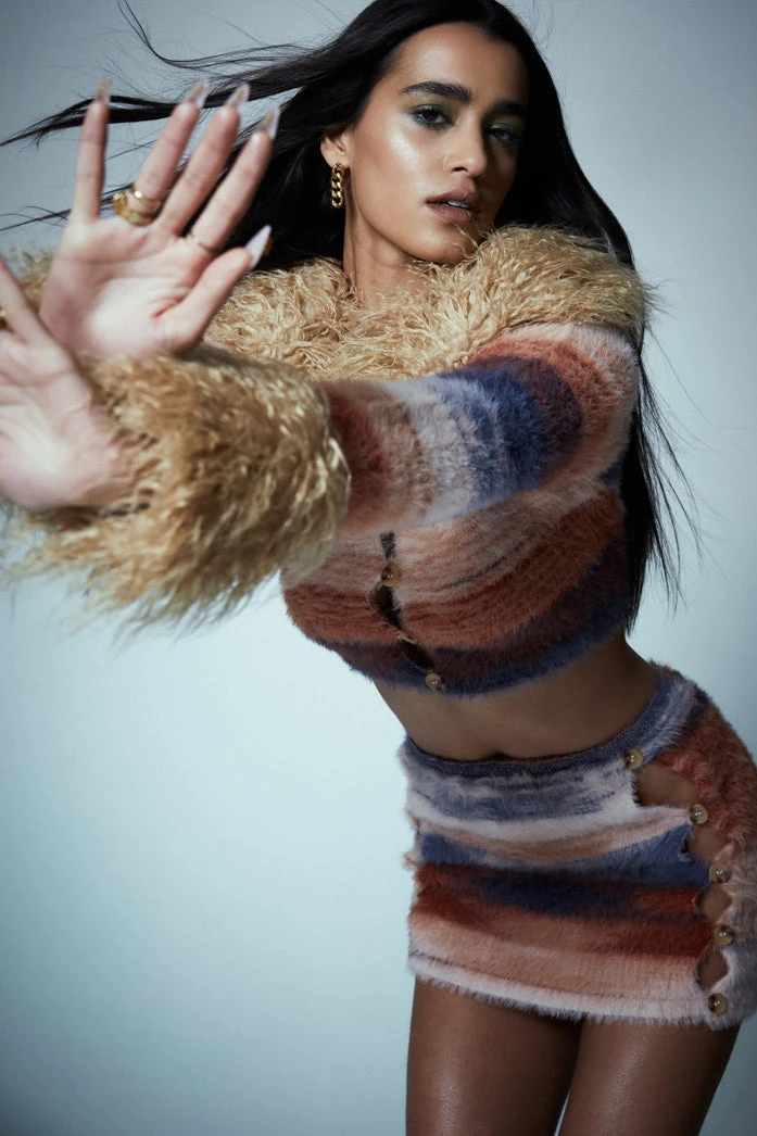 Jaded London Stripe Mohair Mini Skirt With Diamante Button 7 Jaded London Stripe Mohair Mini Skirt With Diamante Button - Image 5