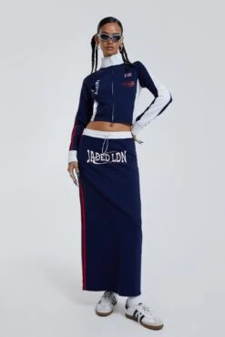 Jaded London Blueprint Jersey Maxi Skirt With Toggle Detail