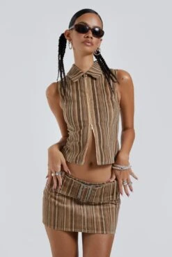 Jaded London Bowery Stripe Cord Micro Mini Skirt