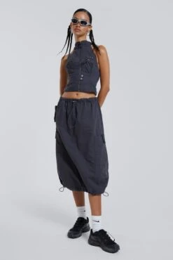 Jaded London Vintage Grey Midi Cargo Skirt