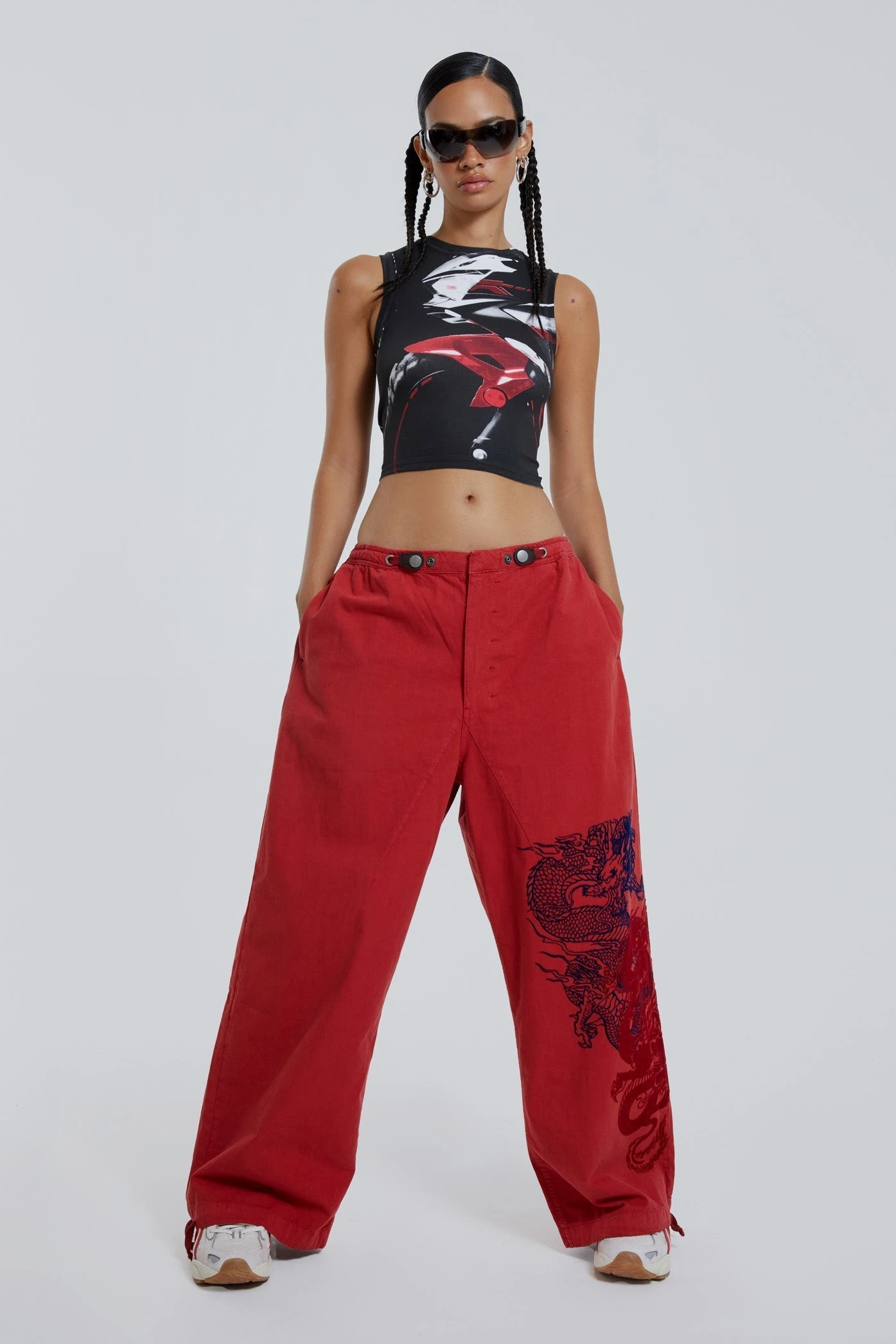 Jaded London NY Dragon Flock Cargo Pants In Red 7 Jaded London NY Dragon Flock Cargo Pants In Red - Image 5