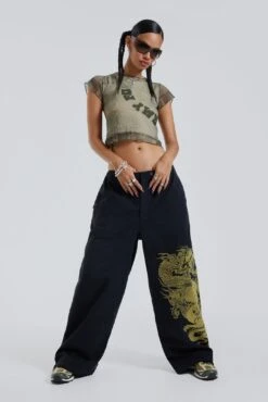 Jaded London NY Dragon Flock Cargo Pants In Black -JADEDLDN Sales BLUEPRINT ECCOM2375 d133d10e f95a 4a9c 9dc4 a8a627b73087