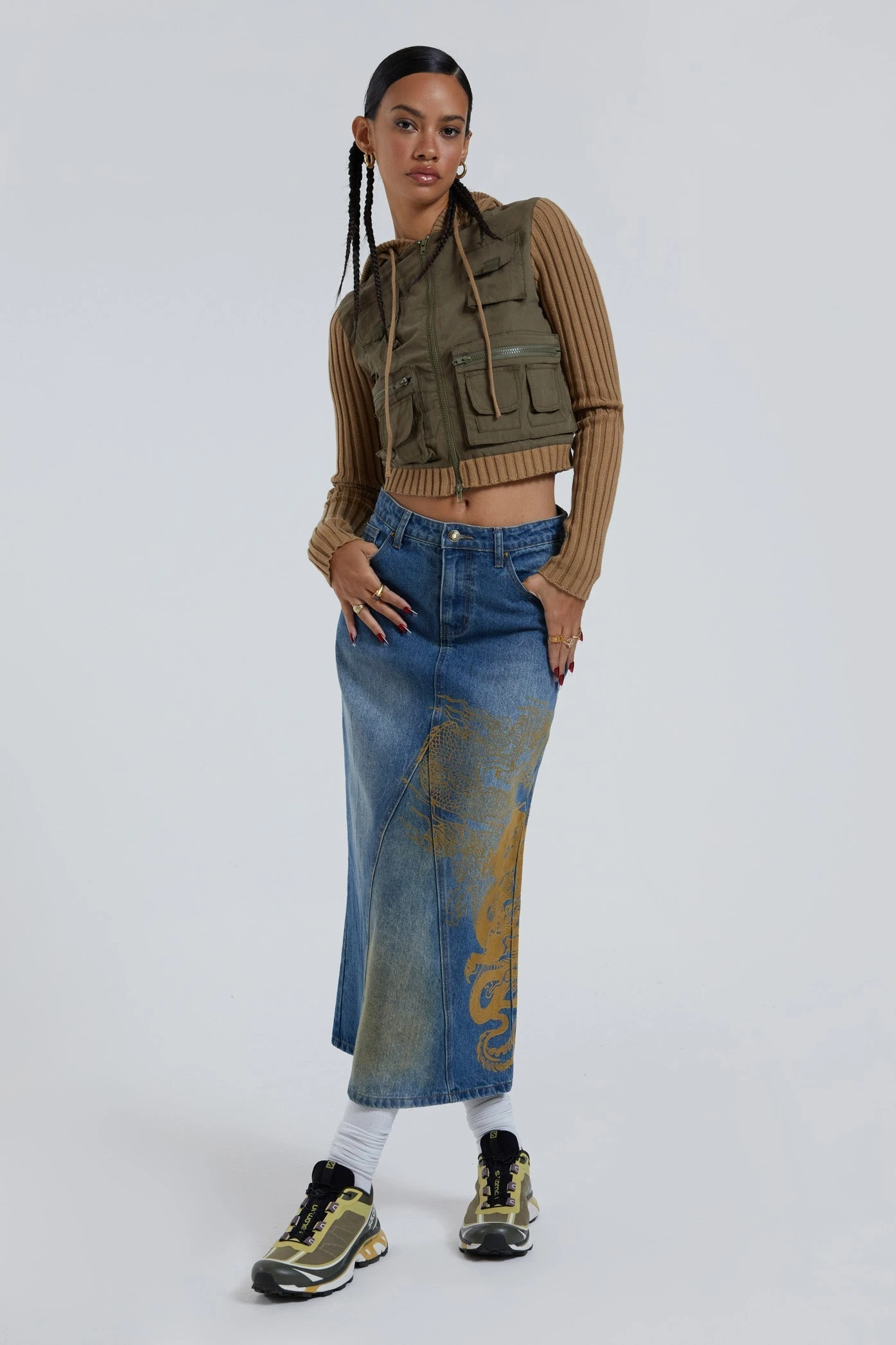 Jaded London Serpent Denim Slit Maxi Skirt 3 Jaded London Serpent Denim Slit Maxi Skirt