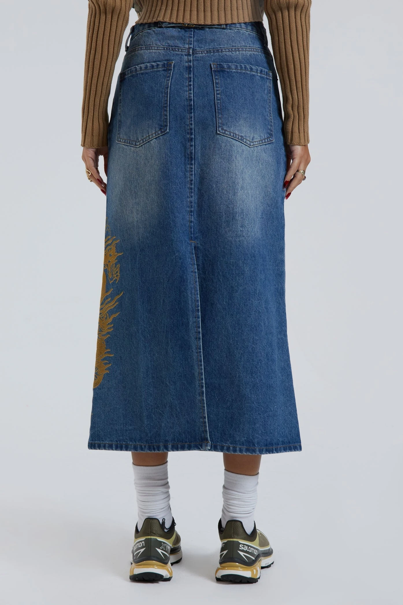 Jaded London Serpent Denim Slit Maxi Skirt 5 Jaded London Serpent Denim Slit Maxi Skirt - Image 3