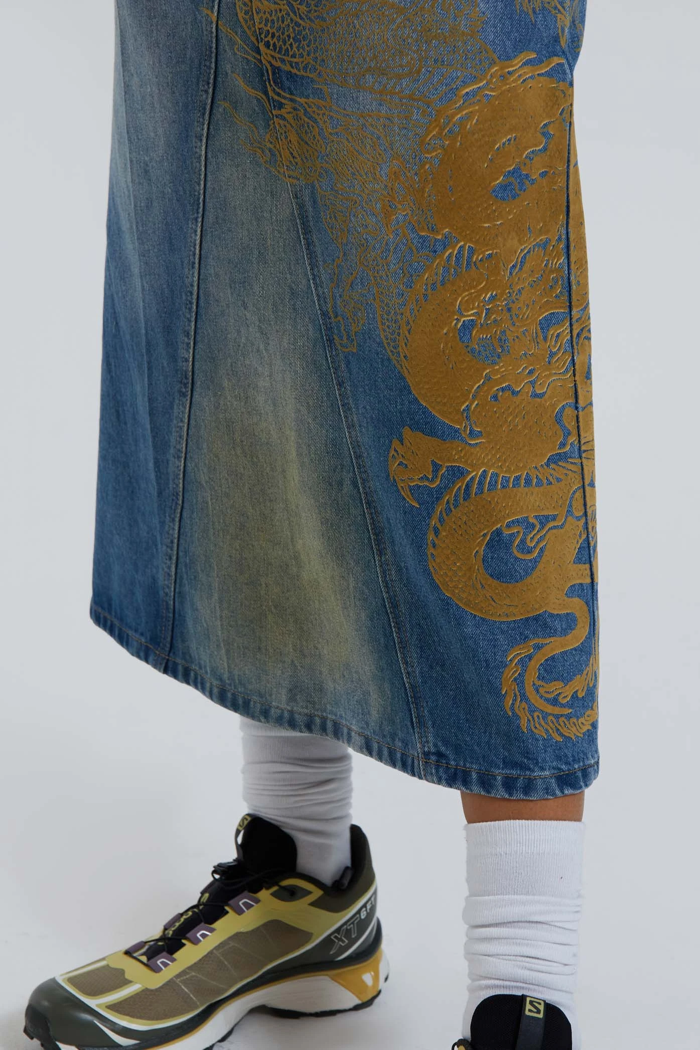 Jaded London Serpent Denim Slit Maxi Skirt 6 Jaded London Serpent Denim Slit Maxi Skirt - Image 4