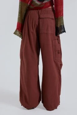 Jaded London Burgundy Parachute Cargo Pants -JADEDLDN Sales BLUEPRINT ECCOM3543