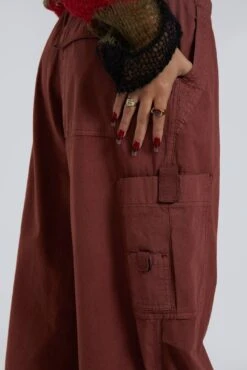 Jaded London Burgundy Parachute Cargo Pants -JADEDLDN Sales BLUEPRINT ECCOM3547