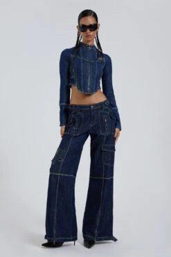 Jaded London Hudson Indigo Denim Wash Corset Jacket -JADEDLDN Sales BLUEPRINT ECCOM4125