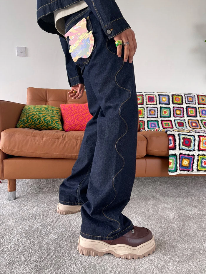 Wavy Seam Organic Denim Flared Jeans 4 Wavy Seam Organic Denim Flared Jeans - Image 2