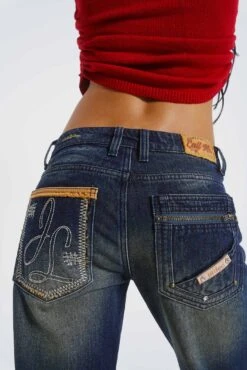 Jaded London Answerphone Stone Wash Low Rise Jeans -JADEDLDN Sales JADED HOTLINE SWIMECOM3616