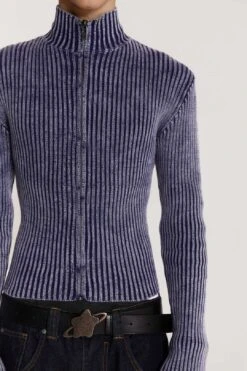 Blue Lucid Knit Track Top -JADEDLDN Sales JADED TRASH0529