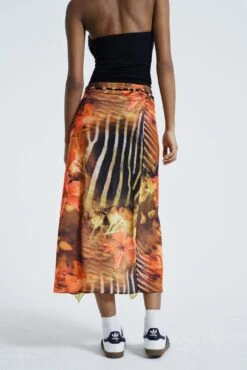 Jaded London MARIE PRINT SPLIT MAXI SKIRT IN ORANGE -JADEDLDN Sales JADEDLDN LOCO5225
