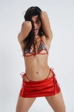 Jaded London Red Card Metallic Mini Skirt