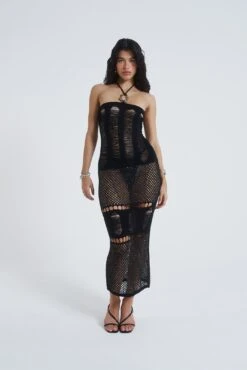 Venus Knit Mix Halter Neck Maxi Dress -JADEDLDN Sales JADEDSWIM1704