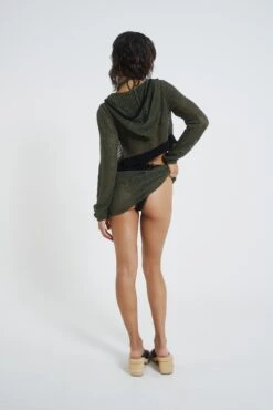 Caldera Khaki Crochet Hoodie -JADEDLDN Sales JADEDSWIMMARCH231356