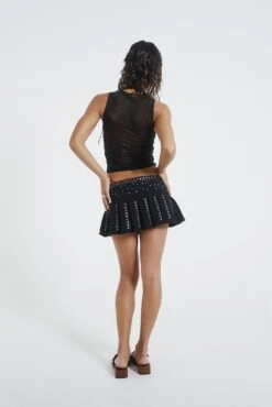 Onyx Pleated Beach Micro Mini Skirt With Stud Detail -JADEDLDN Sales JADEDSWIMMARCH237310