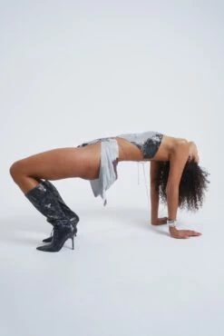 Jaded London Printed Chain Mail Draped Top -JADEDLDN Sales JADEDVENDETTA ECOM0309