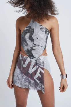 Jaded London Printed Chain Mail Draped Top -JADEDLDN Sales JADEDVENDETTA ECOM4424