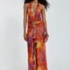 Jaded London Cindy Plunge Maxi Dress In Orange
