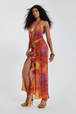 Jaded London Cindy Plunge Maxi Dress In Orange -JADEDLDN Sales JADEDWW12 600781