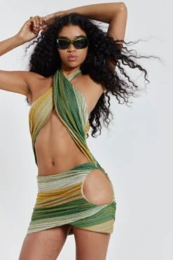 Jaded London Avani Halterneck Wrap Over Mini Dress