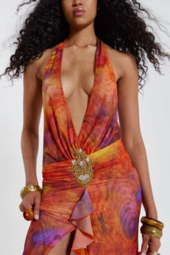 Jaded London Cindy Plunge Maxi Dress In Orange -JADEDLDN Sales JADEDWW12 601131