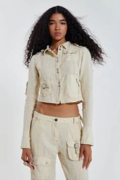 Jaded London Santal Linen Cargo Shirt