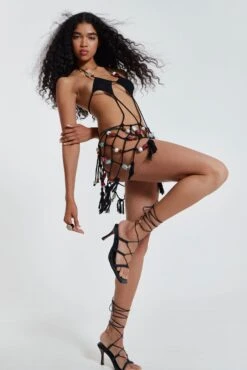 Dusk Macrame Dress With Beaded Trim -JADEDLDN Sales JADEDWW12 60835