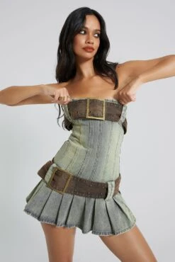 Jaded London Chelsea Denim Kilt Mini Dress -JADEDLDN Sales JADEDWWE COMRESHOOTS02221