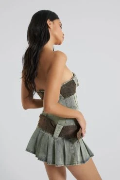 Jaded London Chelsea Denim Kilt Mini Dress -JADEDLDN Sales JADEDWWE COMRESHOOTS02461