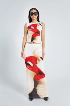 Jaded London Kiss Me Quick Raw Hem Maxi Skirt