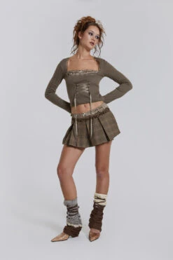 Jaded London Juliette Check Satin Boxer Micro Mini Skirt