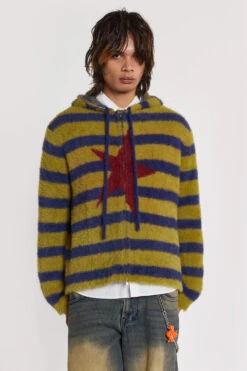 Sonic Stripe Knit Hoodie 12 Sonic Stripe Knit Hoodie -JADEDLDN Sales MENS CRUSUH00331
