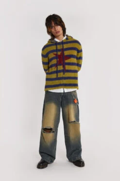 Sonic Stripe Knit Hoodie 14 Sonic Stripe Knit Hoodie -JADEDLDN Sales MENS CRUSUH00581