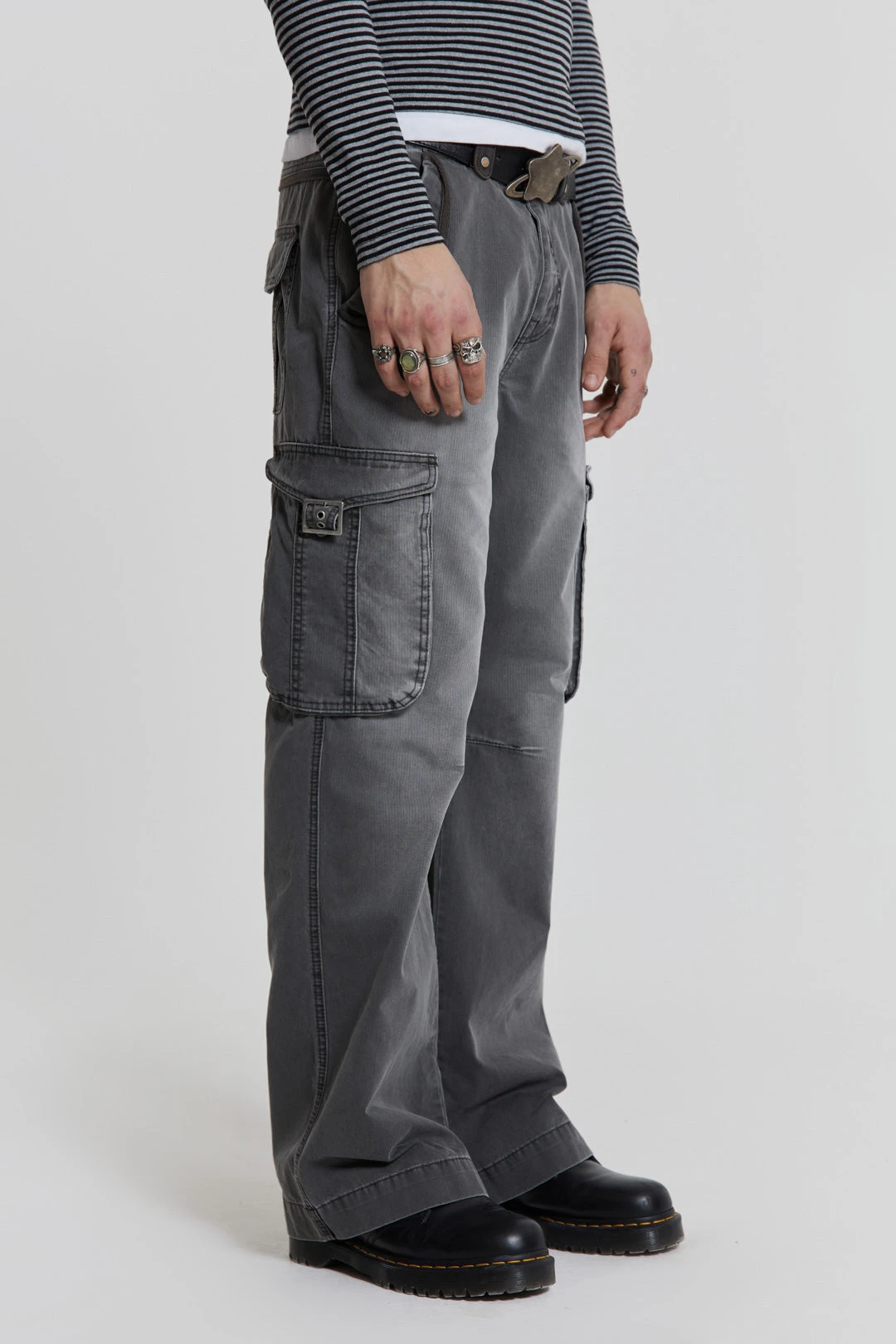 Grey Slub Denim Cargos 4 Grey Slub Denim Cargos - Image 2