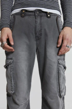 Grey Slub Denim Cargos 11 Grey Slub Denim Cargos -JADEDLDN Sales MENSSPRINGEDIT3127