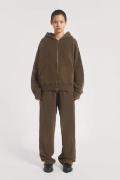 NTRLS Mocha Oversized Zip Through Hoodie -JADEDLDN Sales NTRLSECOM0260