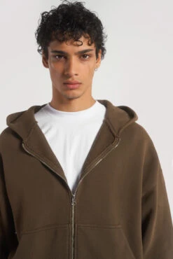 NTRLS Mocha Oversized Zip Through Hoodie -JADEDLDN Sales NTRLSECOM0329