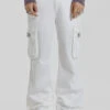 White Straight Leg Cargo Trousers -JADEDLDN Sales RESHOOTSAGAIN01271