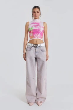 Jaded London Pink Wash Acid Colossus Baggy Jeans -JADEDLDN Sales WW00082 2