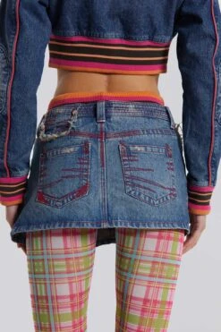 Jaded London Sherbet Denim Side Pleat Mini Skirt -JADEDLDN Sales WW01931