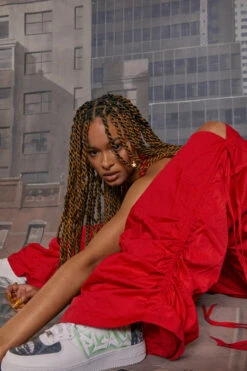 Jaded London Red Cotton Wide Leg Cargo Trouser With Cut Out, Ruched Detail -JADEDLDN Sales remixeccom2133