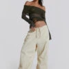 Jaded London Ecru Parachute Cargo Pants -JADEDLDN Sales reshootsww1114