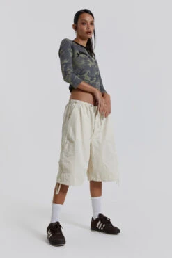 Jaded London Ecru Parachute Cargo Shorts -JADEDLDN Sales reshootsww1302