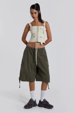 Jaded London Khaki Parachute Cargo Shorts -JADEDLDN Sales reshootsww1352