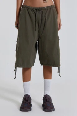 Jaded London Khaki Parachute Cargo Shorts -JADEDLDN Sales reshootsww1397