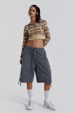 Jaded London Vintage Grey Parachute Cargo Shorts