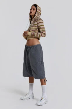 Jaded London Vintage Grey Parachute Cargo Shorts -JADEDLDN Sales reshootsww1473